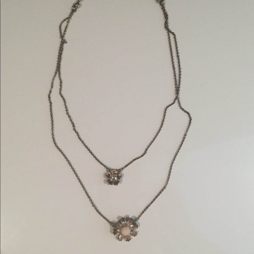 C+I crystal double flower necklace